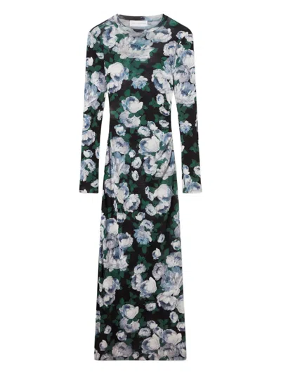 STELLA MCCARTNEY LONG-SLEEVE FLORAL MIDI DRESS