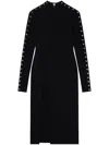 Stella Mccartney Studded Long Sleeve Midi Dress In Black