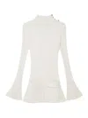 Stella Mccartney Ribbed Long Sleeve Mini Dress In White