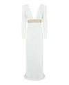 Stella Mccartney Long Sleeve Plunging-neck Gown In White