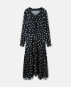 Stella Mccartney Long-sleeve Polka Dot Maxi Dress In Black With Cream