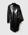 Stella Mccartney Long-sleeve Sequin Draped Mini Dress In Black