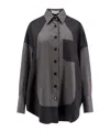 Stella Mccartney Flannel Wool Shirt With Color Block Design In Black