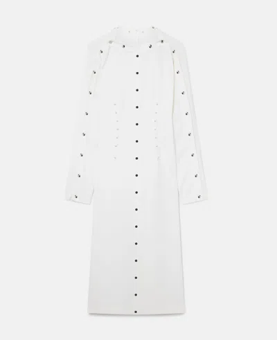Stella Mccartney Long-sleeve Studded Midi Dress In Pure White