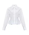 Stella Mccartney Collared Cotton Peplum Shirt In White