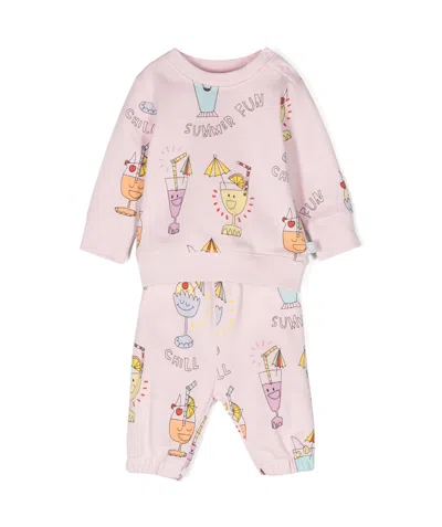 Stella Mccartney Long-sleeved Cartoon Printing Set In Pink