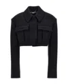 Stella Mccartney Cropped Wool Jacket With Button Closure In Black