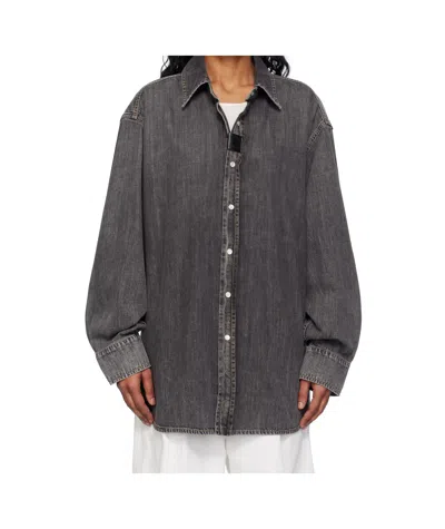 Stella Mccartney Long-sleeved Denim Shirt In Black