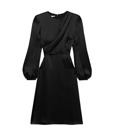 Stella Mccartney Draped Duchesse-satin Midi Dress In Black