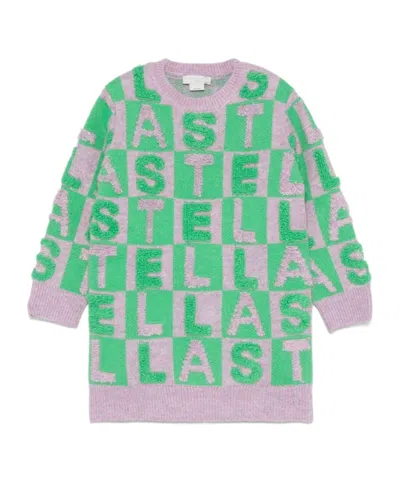 Stella Mccartney Kids' Long-sleeved Knitted Dress In Green
