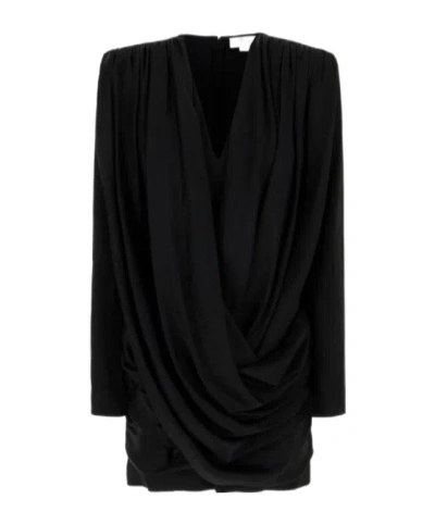 Stella Mccartney Long-sleeved Pleated Dress In Black