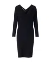 Stella Mccartney V-neck Knitted Midi Dress In Black