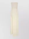Stella Mccartney Long Strapless Wool Dress With Side Slit In Neutral
