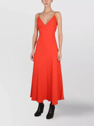 Stella Mccartney Long V-neck Flared Hem Maxi Dress
