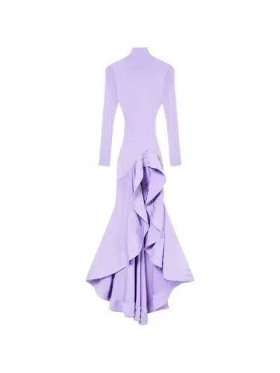 Stella Mccartney Long-sleeve Asymmetric Dress In Purple