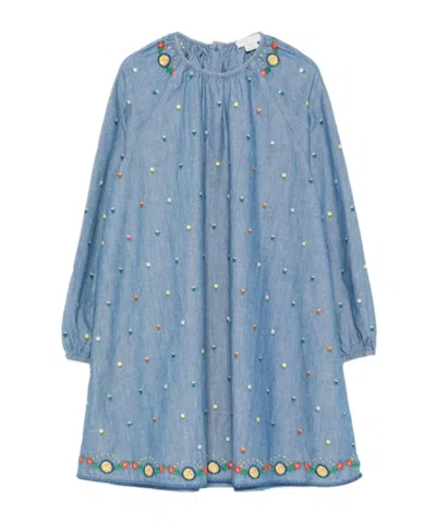 Stella Mccartney Kids' Long-sleeve Denim Dress In Blue