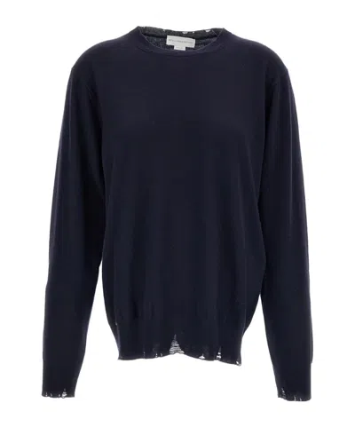 Stella Mccartney Distressed Fine-knit Sweater In Black