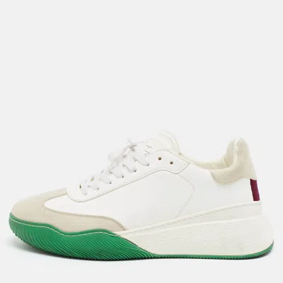 Pre-owned Stella Mccartney Loop Size 43 White/beige Faux Leather And Faux Suede Lace Up Sneakers