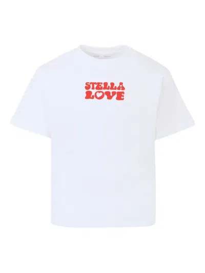 Stella Mccartney Love-graphic Organic Cotton T-shirt In Blue
