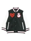 Stella Mccartney Love Heart Varsity Jacket In Green