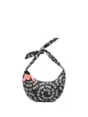 Stella Mccartney Love-print Half-moon Bag In Black