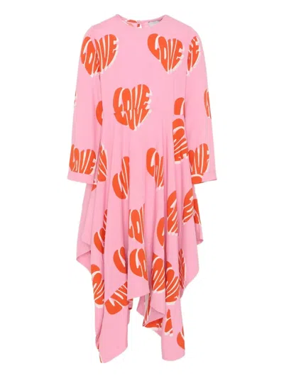 STELLA MCCARTNEY LOVE-PRINT LONG-SLEEVE DRESS