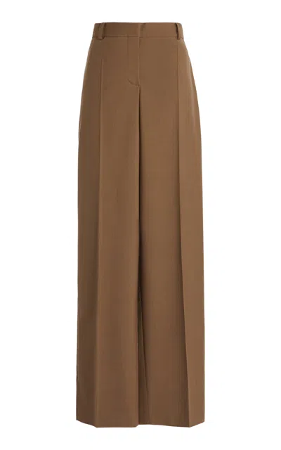 Stella Mccartney Low-rise Mélange Wool Wide-leg Pants In Brown