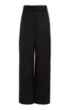 Stella Mccartney Low-rise Wool Satin Wide-leg Pants In Black