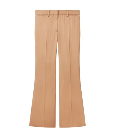 Stella Mccartney Low-rise Striped Wool Flared Pants In Beige