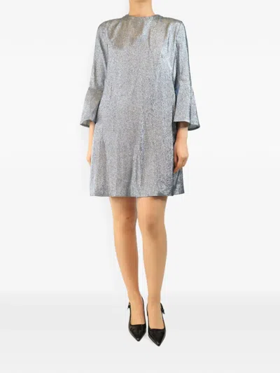 Pre-owned Stella Mccartney Lurex Bell-sleeve Dress In Blue