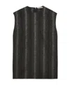 Stella Mccartney Metallic Stripe Sleeveless Crossbar Top In Black
