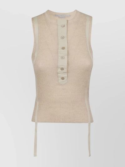 Stella Mccartney Fine Wool Tank Top In Sand