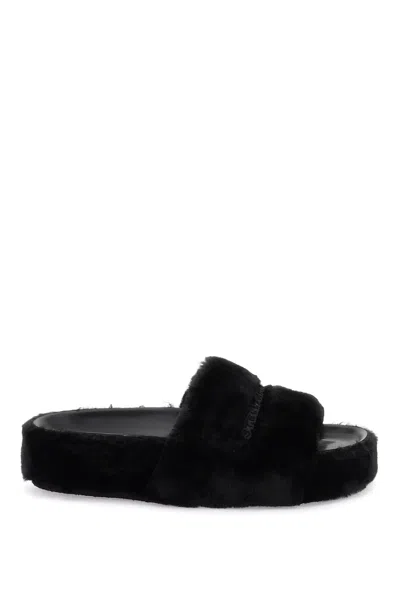 Stella Mccartney Luxurious Faux Fur Slide Sandals | Black, Women's Fashion For Fw23