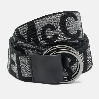 Pre-owned Stella Mccartney M Buckle Belt Black/silver Monogram Canvas