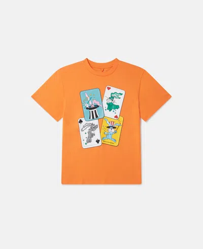 Stella Mccartney Kids' Magicians Bunny Graphic Crewneck T-shirt In Orange