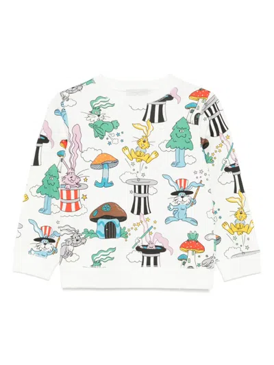 Stella Mccartney Kids' Magicians Bunny-print Crewneck Sweatshirt In White