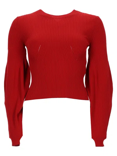 Stella Mccartney Multicolor Knitted Crew Neck Sweater In White