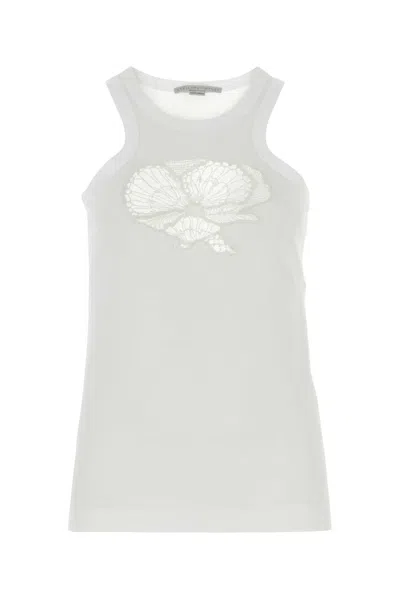 Stella Mccartney Embroidered Cotton Tank Top In White