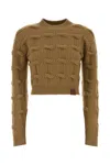 Stella Mccartney Wool Sweater Cropped Long Sleeves Crew Neck In Brown