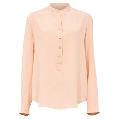 Stella Mccartney Mandarin Collar Shirt In Peach Silk In Orange