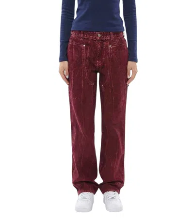 Stella Mccartney Maroon Relaxed Flat Front Pants In Burgundy