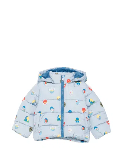 Stella Mccartney Babies' Mask-print Padded Jacket In Blue