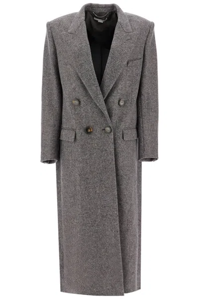 Stella Mccartney Maxi Cappotto In Tweed In Grey