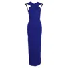 Stella Mccartney Maxi Cross Sleeves Backless Gown In Blue Viscose In Blue