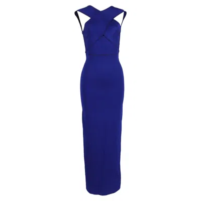 Stella Mccartney Maxi Cross Sleeves Backless Gown In Blue Viscose