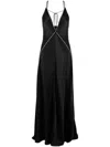 Stella Mccartney Crystal Frame Double Satin A-line Maxi Dress In Black