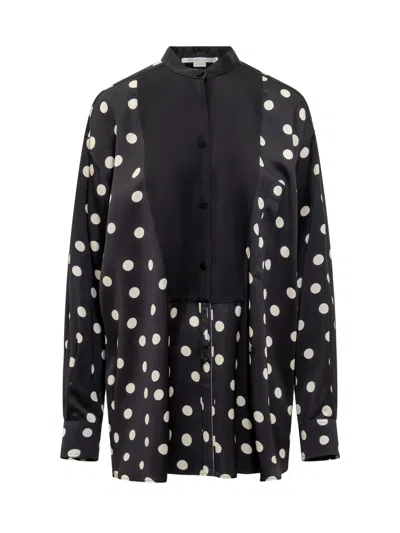 Stella Mccartney Maxi Shirt With Polka Dot Pattern In Black/cream