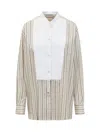 Stella Mccartney Maxi Shirt With Striped Pattern In Beige