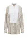 Stella Mccartney Maxi Shirt With Striped Pattern In Magnolia