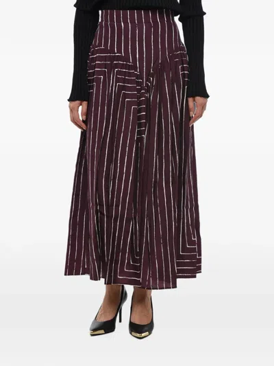 Stella Mccartney Maxi Sweet Heart Striped Skirt In Purple